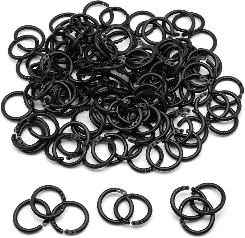 Semrien 120 Pcs 3/4 Inch Plastic Binder Rings, Loose Leaf Binder Book Rings, Black Index Card Rings Binder Clip Rings for Flash Cards, Key Rings, Index Cards, Paper (20mm, Black) - Image 1